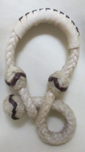 PAIR of Rawhide Rein Connectors - 8 Plaits with Burgundy Detail