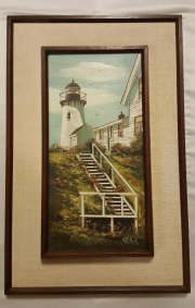 Patti Rock Light House Original Signed Painting