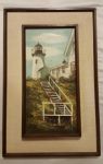 Patti Rock Light House Original Signed Painting