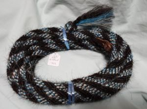 Mane Horsehair Mecate Colored Blue, Black, White - Pattern Blue V