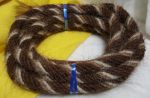 Mane Horsehair Mecate - Brown (Sorrel), Tan, White Barber Pole - #L16, 22 feet, 3/4" diameter
