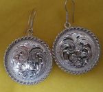 Earrings - Round Silver Concho w/ Silver Rope Edge